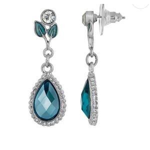 2028 Silver Green Stone Vintage Style Earrings New